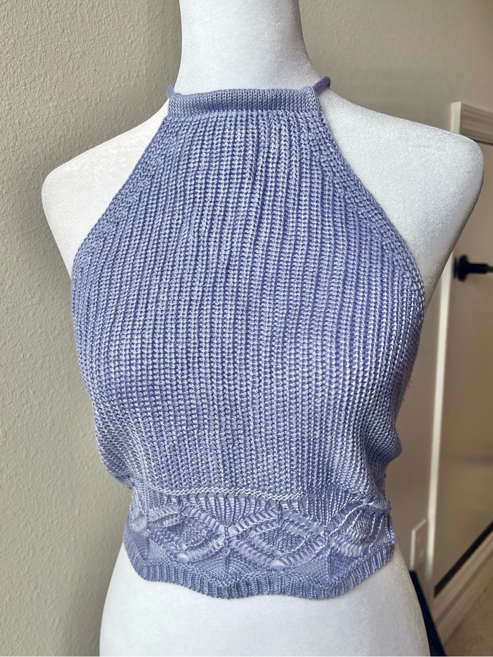 Halter Knit Crop Top in Lavender